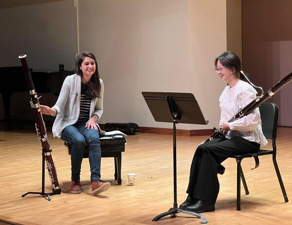 Rita Ren works in a master class with Sophie Dervaux, bassoon soloist and principal bassoonist of Vienna Philharmonic and the Vienna State Opera. 