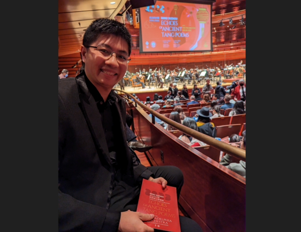 Roydon Tse at the US premiere of his orchestral/choral work "Yellow Crane Tower" by the Philadelphia Orchestra in January 2023.